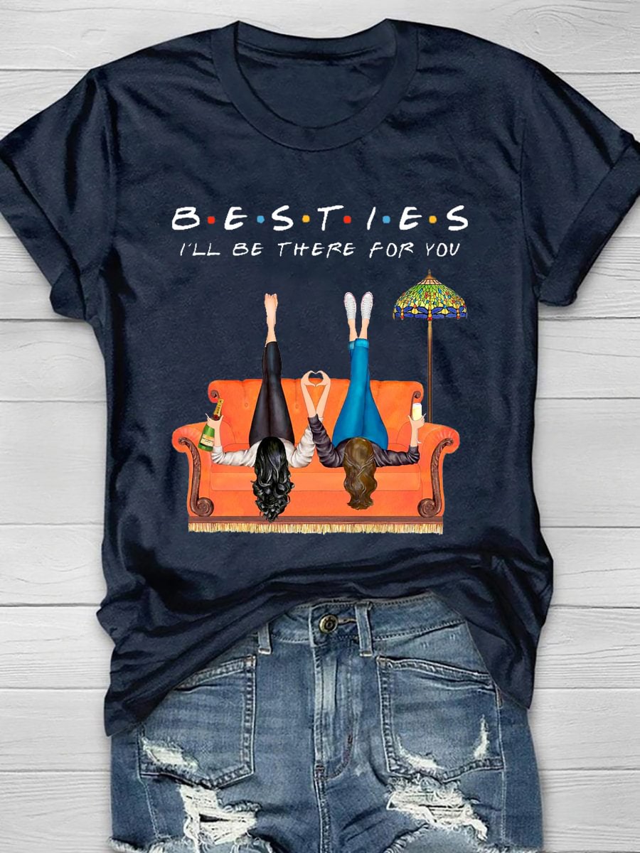 Besties Friend Print Short Sleeve T-shirt