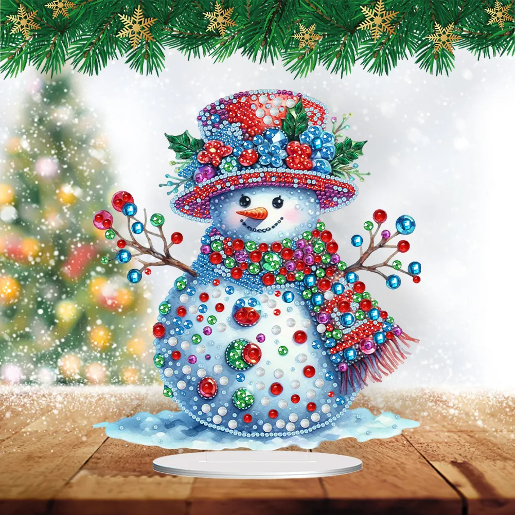 DIY Christmas Snowman Acrylic Special Shape Diamond Painting Tabletop Ornaments
