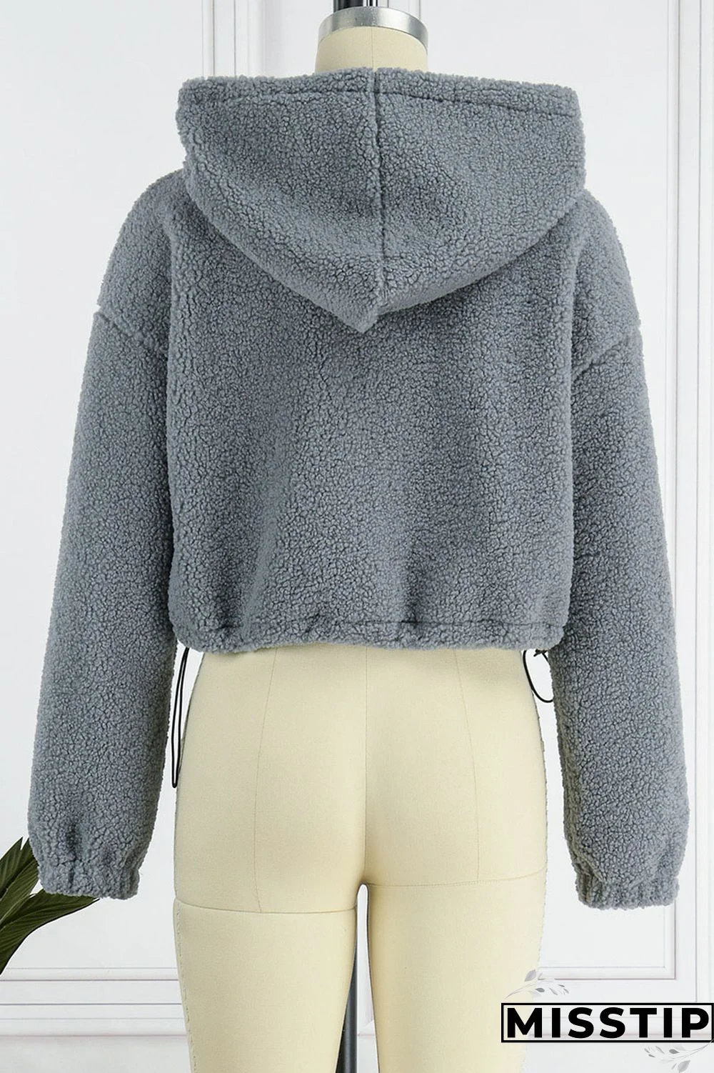 Grey Casual Solid Patchwork Pocket Hooded Collar Tops