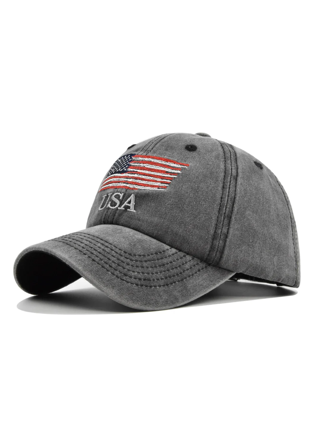 Women's USA Flag Embroidery Washed Retro Washed Baseball Cap