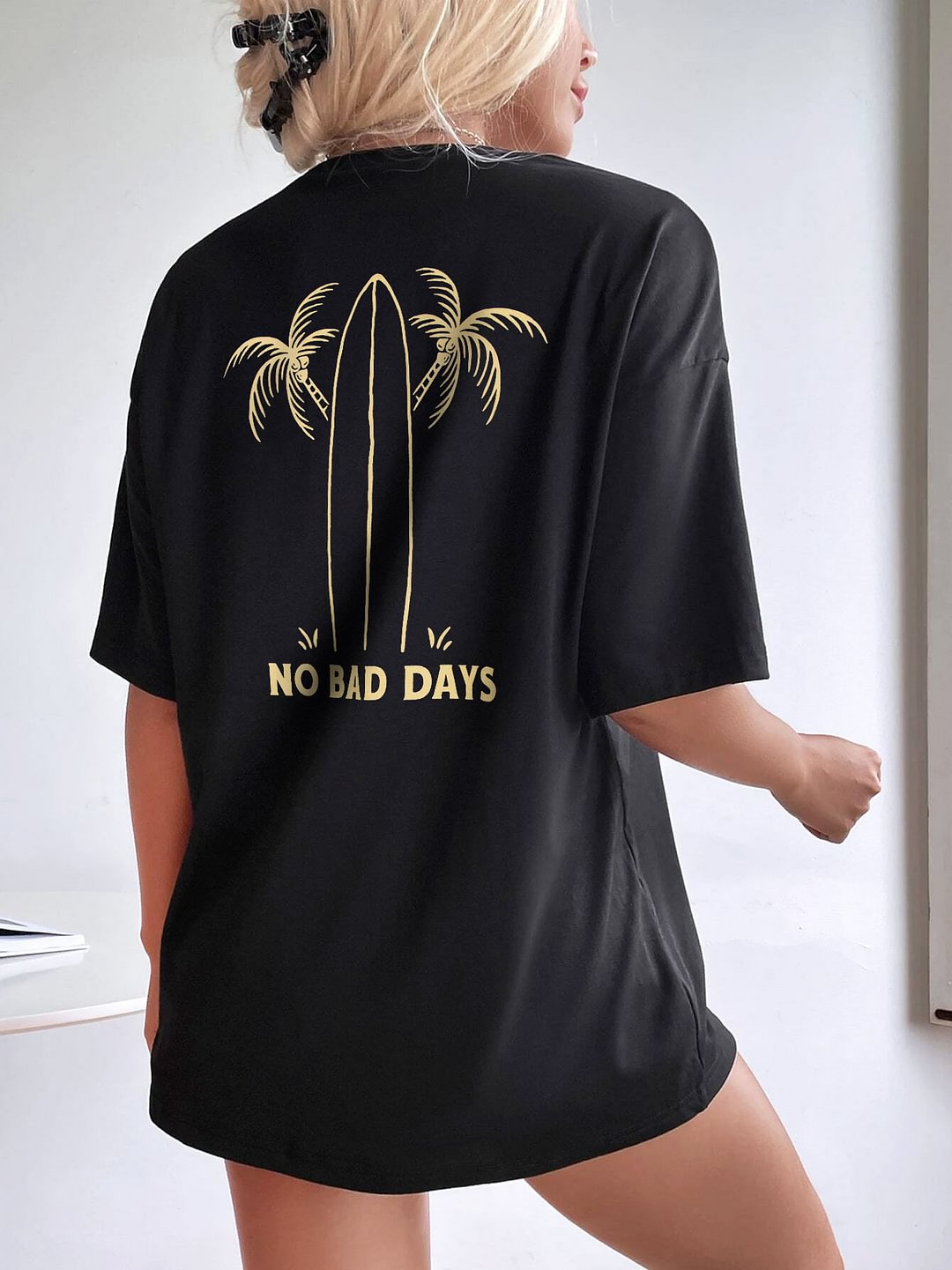 Women's No Bad Days Print Loose T-Shirt