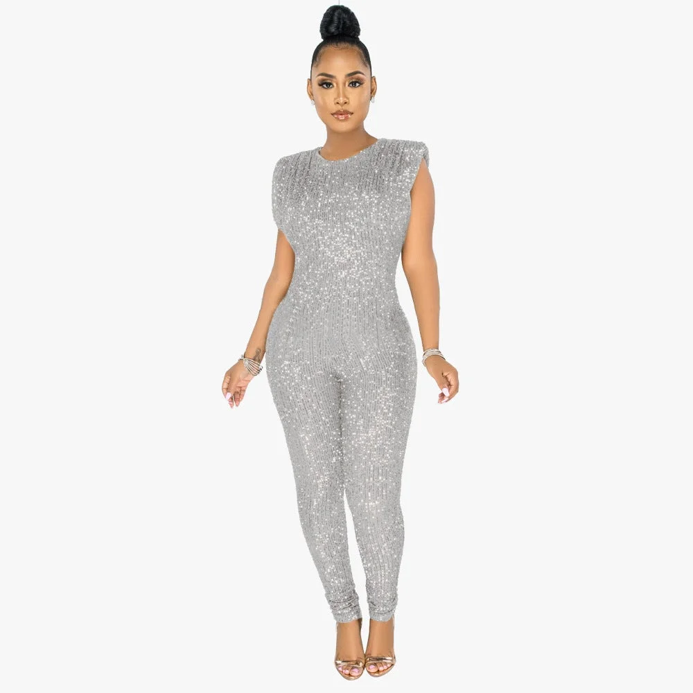 New Fashion Sequin Sexy Sleeveless Jumpsuit