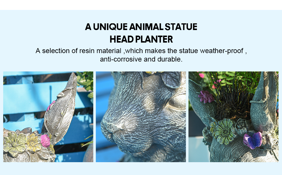 A UNIQUE ANIMAL STATUE HEAD PLANTER