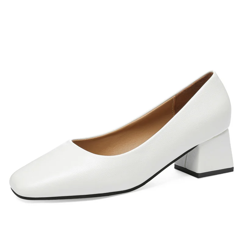 Breakj Breakj Women's Coarse Heel Shoes In The New Working Shoes Heel Shoes Large Leather Single Shoes Comfortable Commute Single Shoes