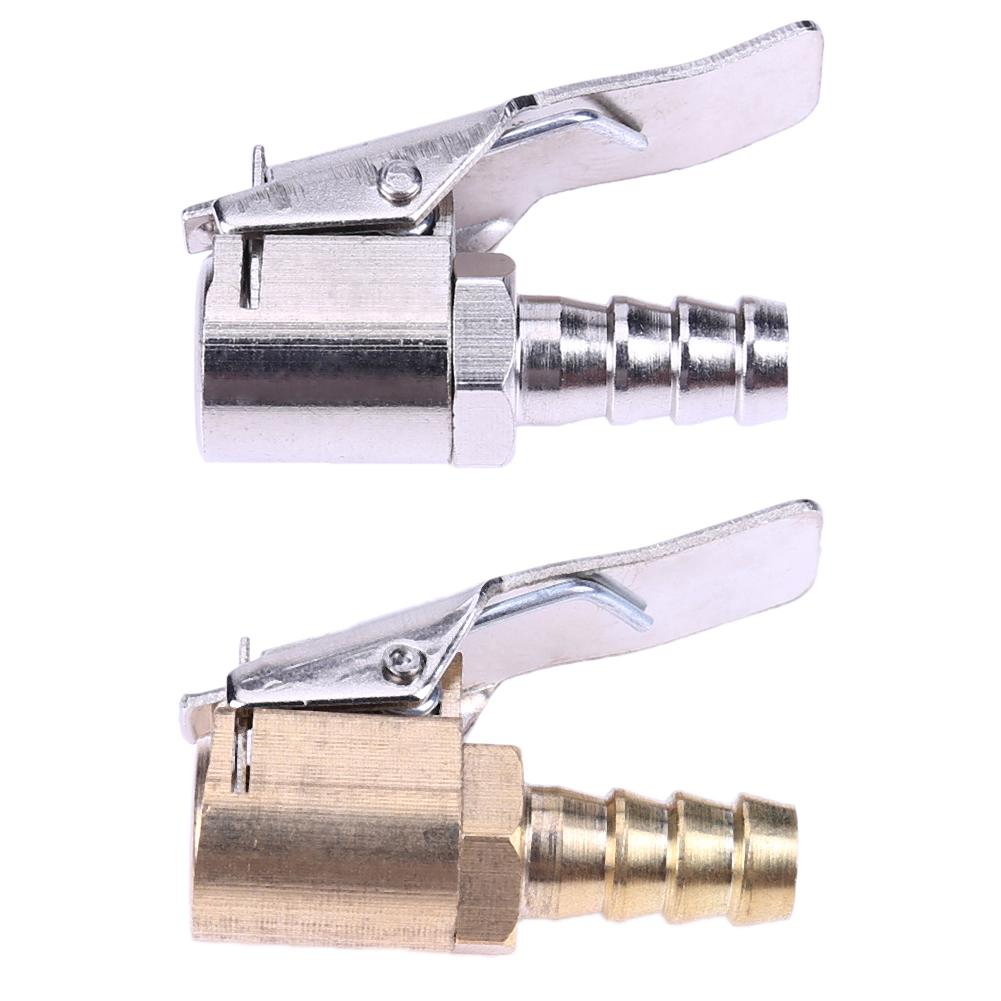 

8mm Brass Car Truck Tire Inflator Air Valve Connector Clip-on Air Chuck, Silver, 501 Original