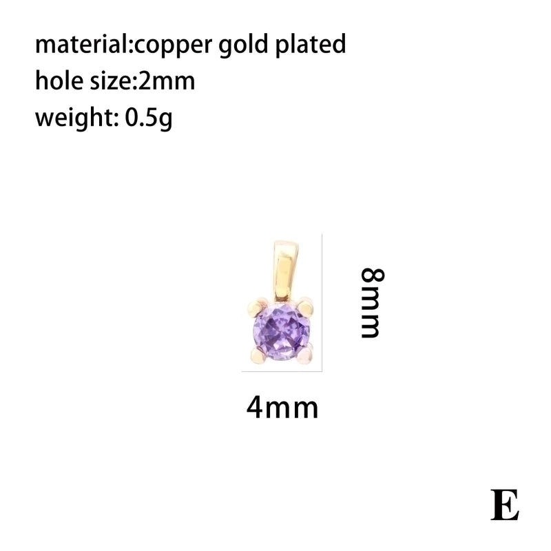 Minimalist Round Copper Plating Inlay Zircon 18k Gold Plated Charms