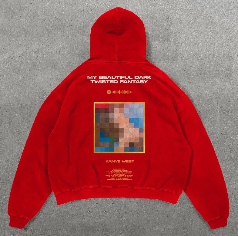 Sopula Vintage My Beautiful Dark Twisted Fantasy Graphic Pocket Hoodie - SOPULA