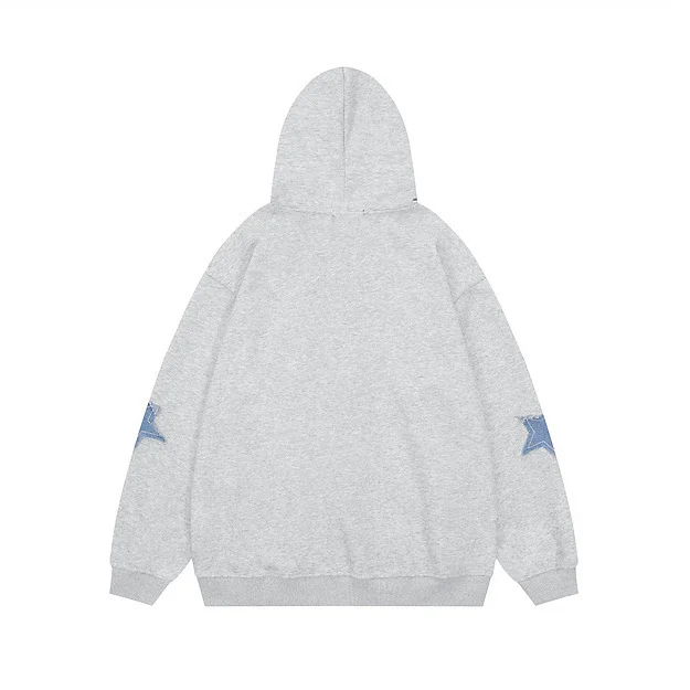 Uveng Uveng Retro Star Paste Cloth Hoodie Sweater Winter Loose Casual Men And Women Couples Cardigan Coat