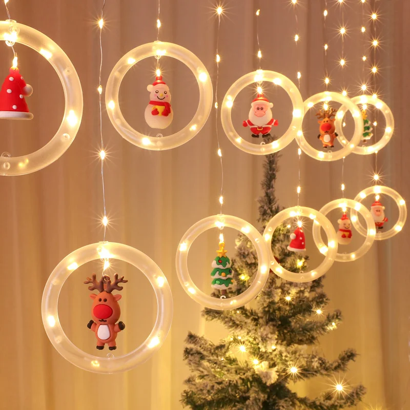 Christmas Decoration Ring Lights String with Pendants Pine Needle Lantern、、sdecorshop