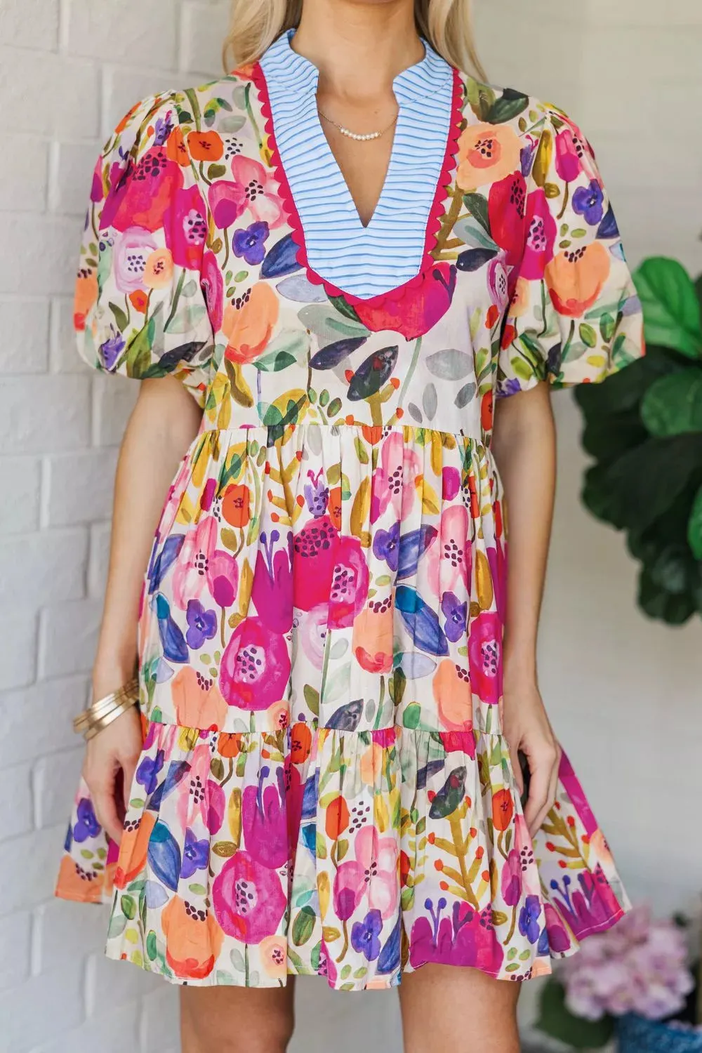 Floral Print Tiered Mini Dress mysite idetrend