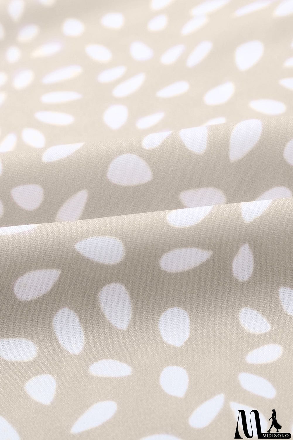 MidiSono - Chic Apricot Chloe Animal Print V-neck Rolled Sleeve Tunic Top