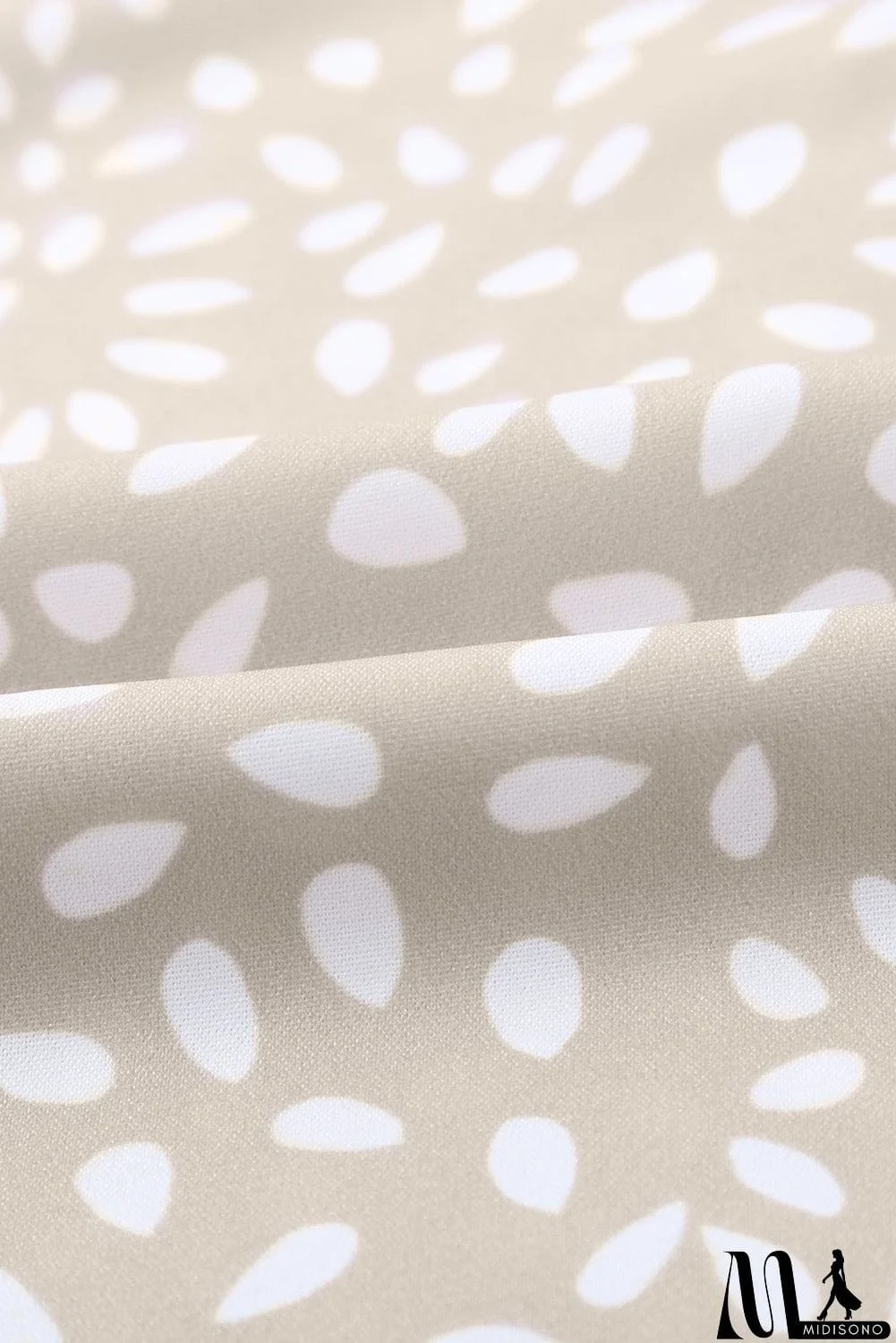 MidiSono - Chic Apricot Chloe Animal Print V-neck Rolled Sleeve Tunic Top