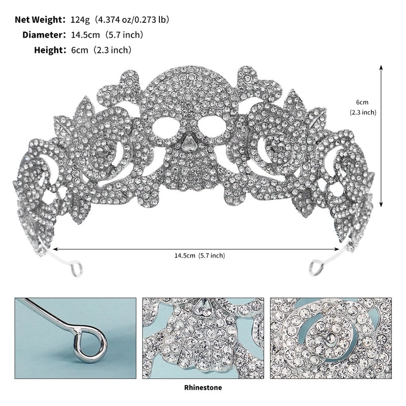 Halloween Glam Exaggerated Women’s Spider Bat Skull Alloy Inlay Rhinestones Crown