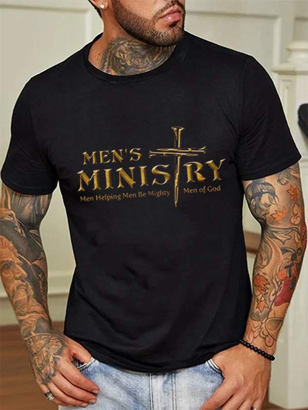 Men's Cotton Crew Neck Christ Print T-Shirt