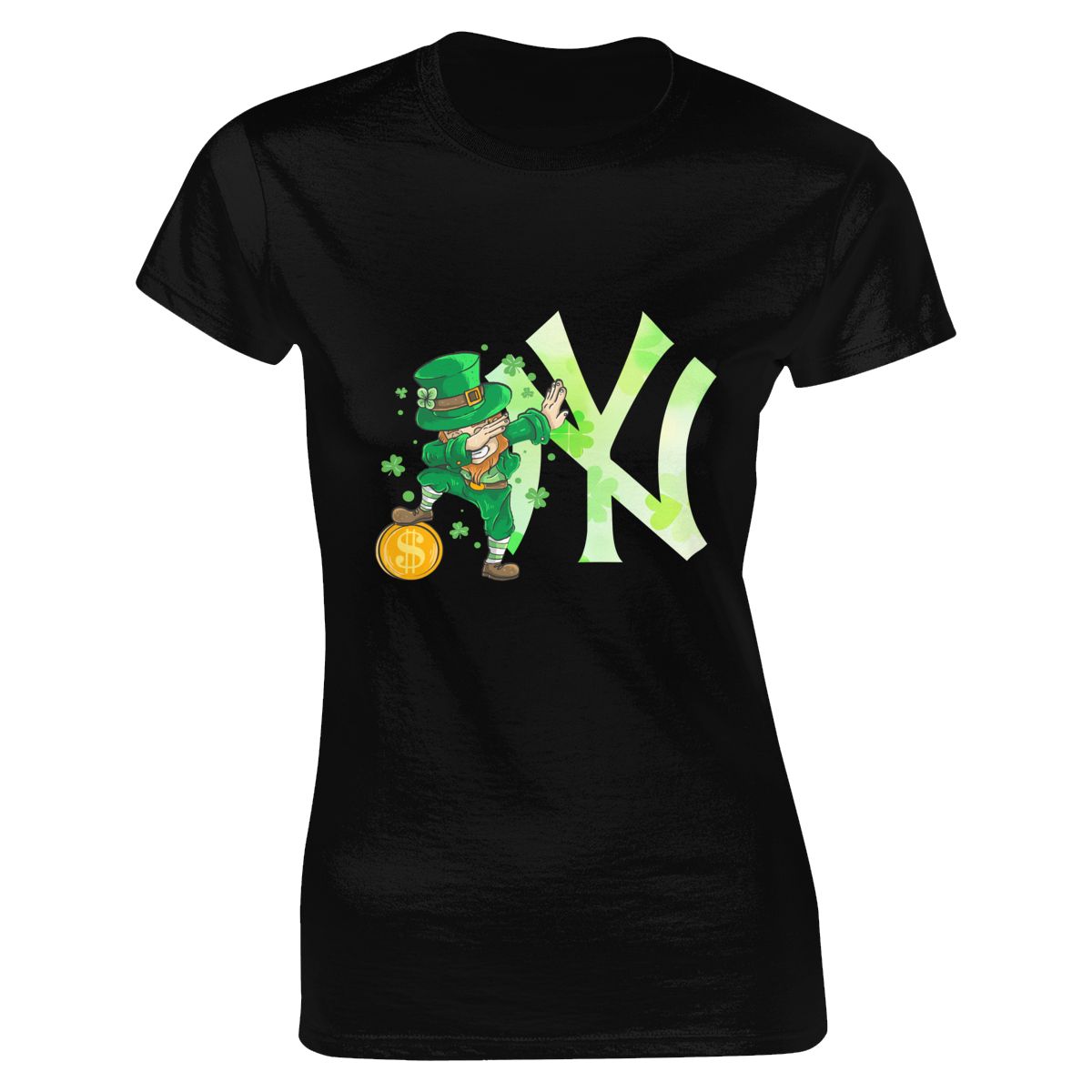 New York Yankees St Patrick's Day Dabbing Leprechaun Women's Crewneck T-Shirt