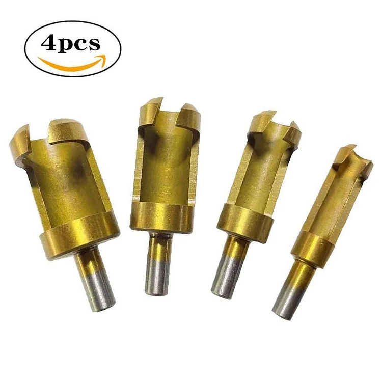 4pcs Titanium Coated Shank Barrel Cork Bits