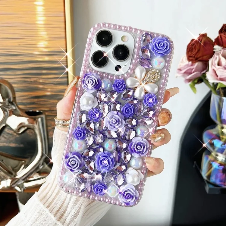 Luxurious Flowers Pearls Rhinestone Phone Case