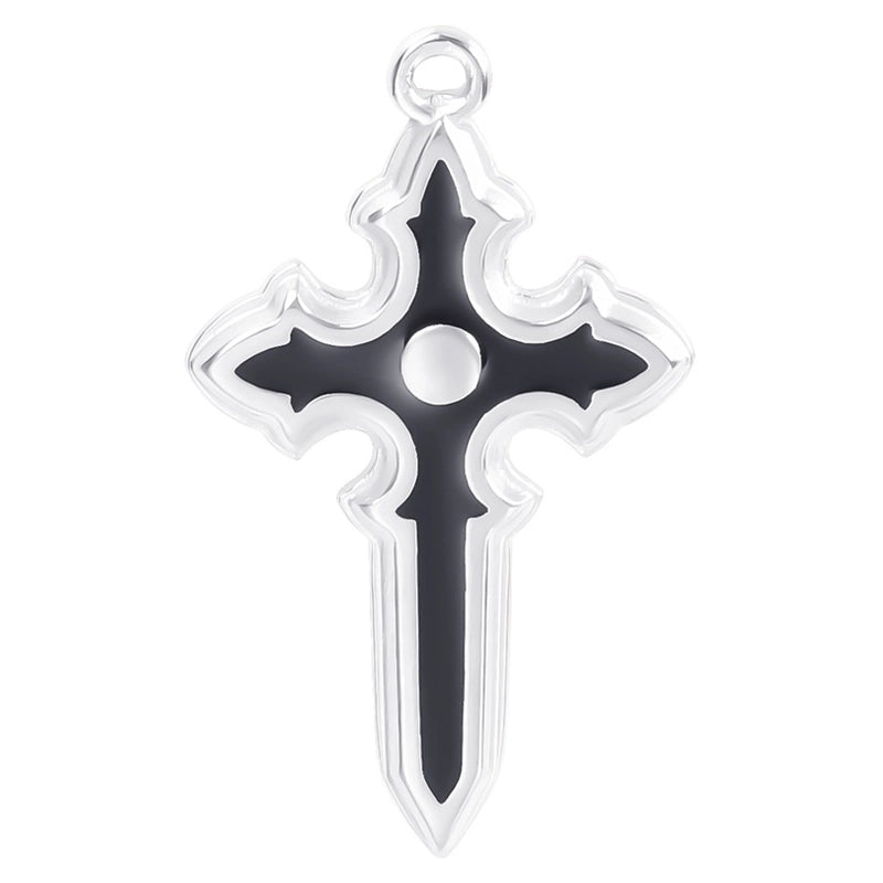 304 Stainless Steel 18K Gold Plated Basic Modern Style Classic Style Enamel Plating Cross Pendant Necklace