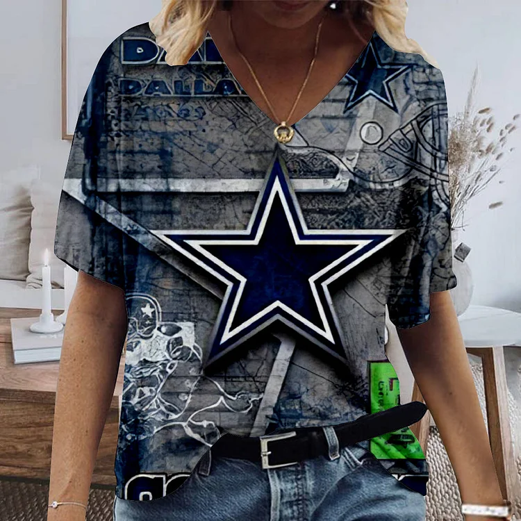 Dallas Cowboys  Lightweight Short Sleeve V-Neck T-Shirt