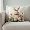 Set of 4 Easter Throw Pillow Covers 17.72x17.72in Bunny Square Pillowcase Cushion Case for Home Sofa Living Room Couch Bedroom Decor