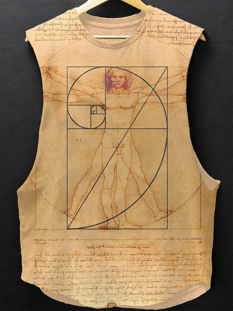 Men's Golden Ratio Art Vitruvian Man Print Tank Top