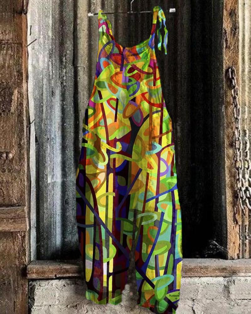 Colorful Line Printed Women's Jumpsuit