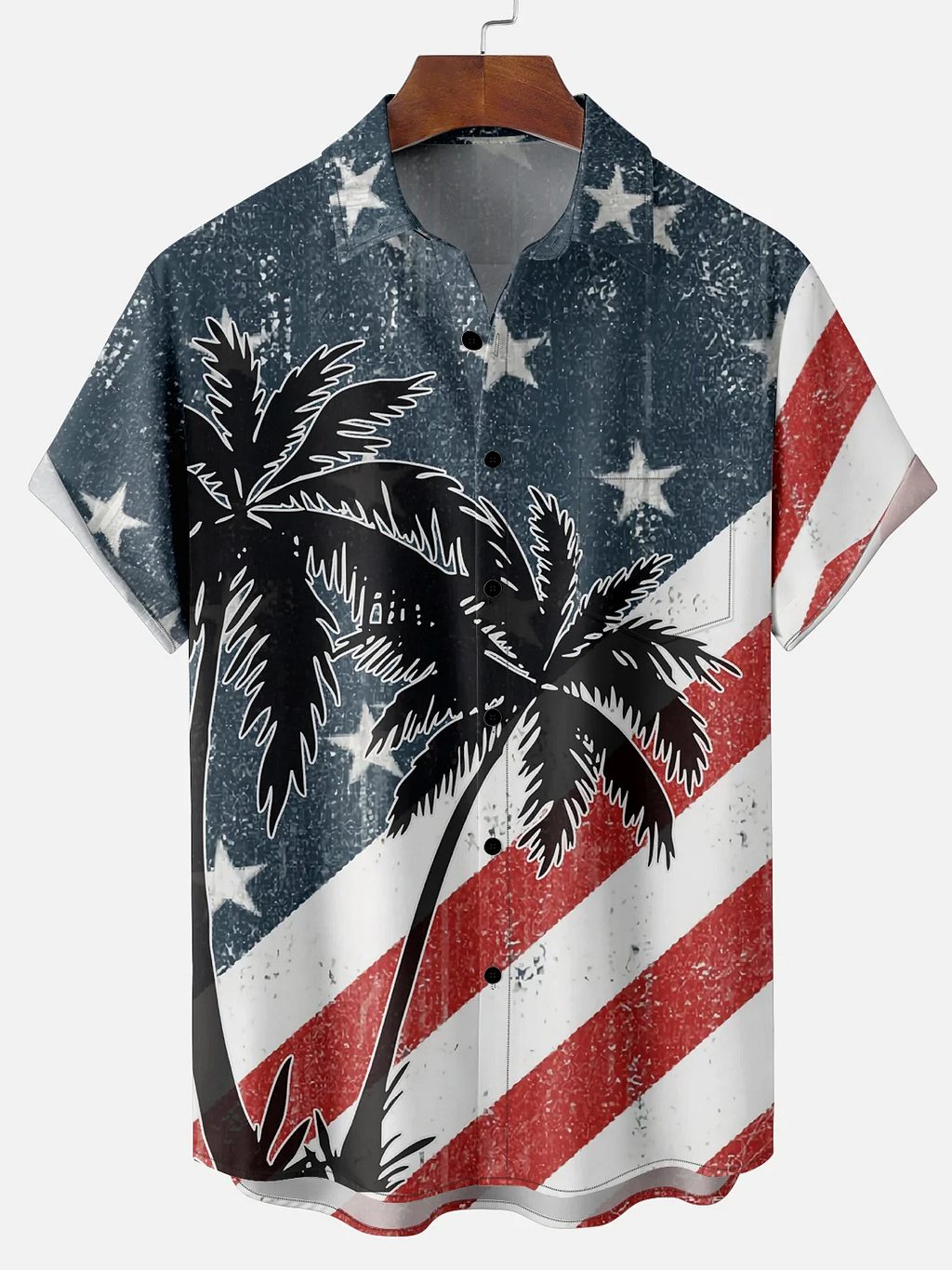 Men's Independence Day Flag Print Shirt PLUSCLOTHESMAN