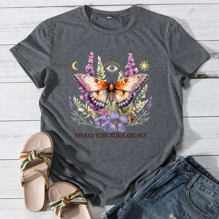 Spread your wings and fly Round Neck T-shirt-0025915
