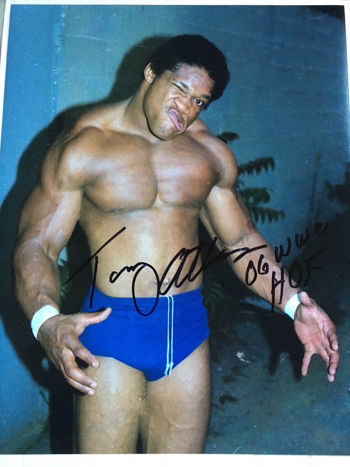 tony atlas signed wrestling vintage Photo Poster painting 11x14 wwf nwa wow wwe wccw RARE !!