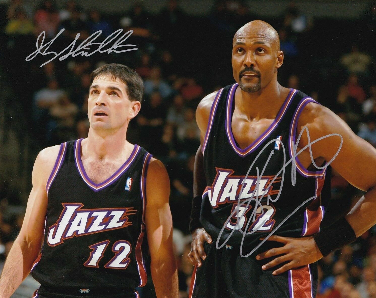 JOHN STOCKTON / KARL MALONE Jazz HOF Autographed Signed 8X10 Photo Poster painting REPRINT