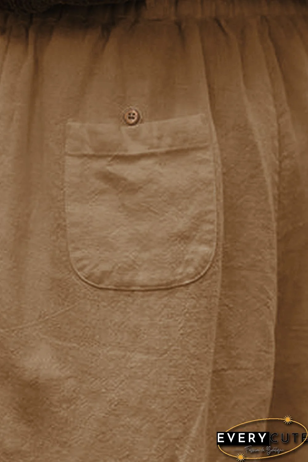 Khaki Lace Splicing Drawstring Casual Cotton Pants