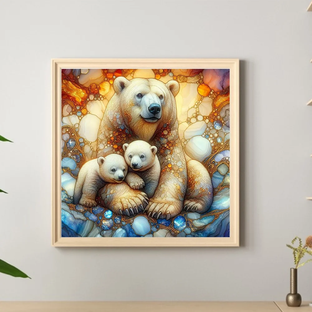 Diamond Painting - Full Round Drill - Polar Bear Family(Canvas|40*40cm)