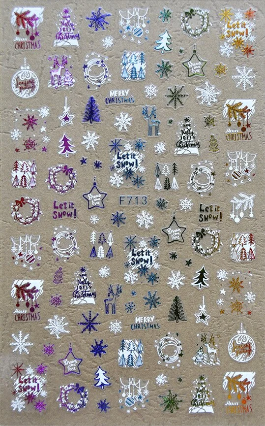 Churchf 1pcs Autumn Winter Nail Sticker Robin Snow Flower New Year Halloween Christmas 3D Decals Nail Art Design Decor Accessories-Nail Inspo