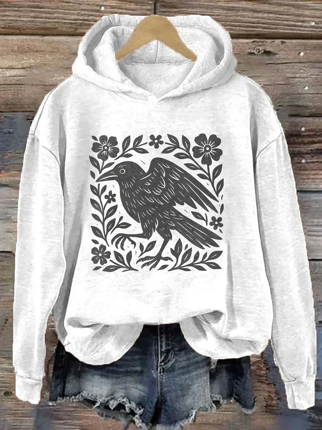 Gothic Raven Graphic Hoodie