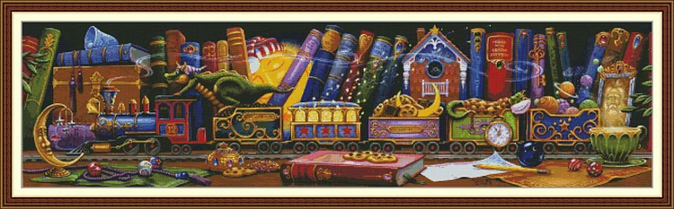 Joy Sunday - Dream Train- 2 - 14CT Strands Threads Printed cross stitch - 122*37cm(Canvas)