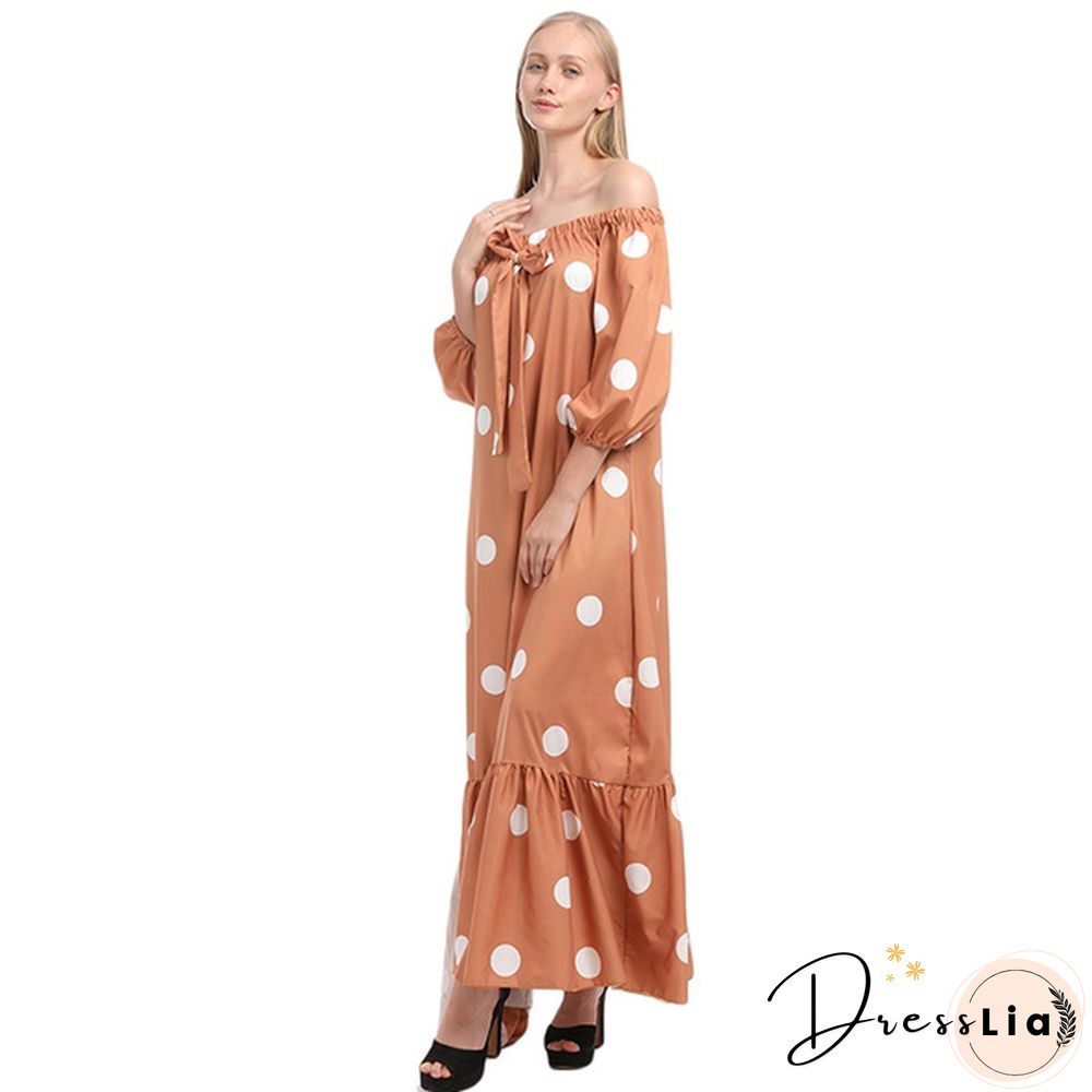 Women's Off-shoulder Polka Dot Summer Casual Boho Holiday Maxi Dress