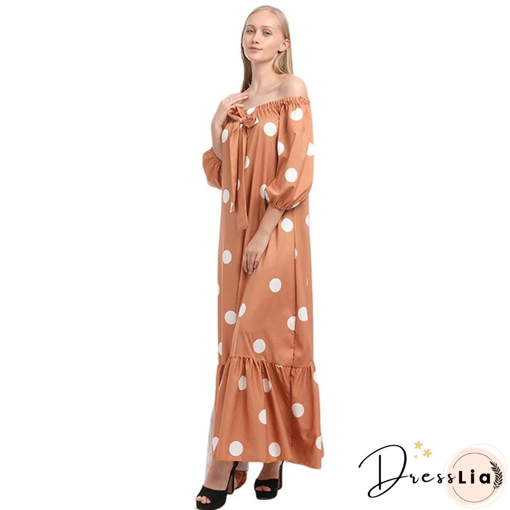 Women's Off-shoulder Polka Dot Summer Casual Boho Holiday Maxi Dress