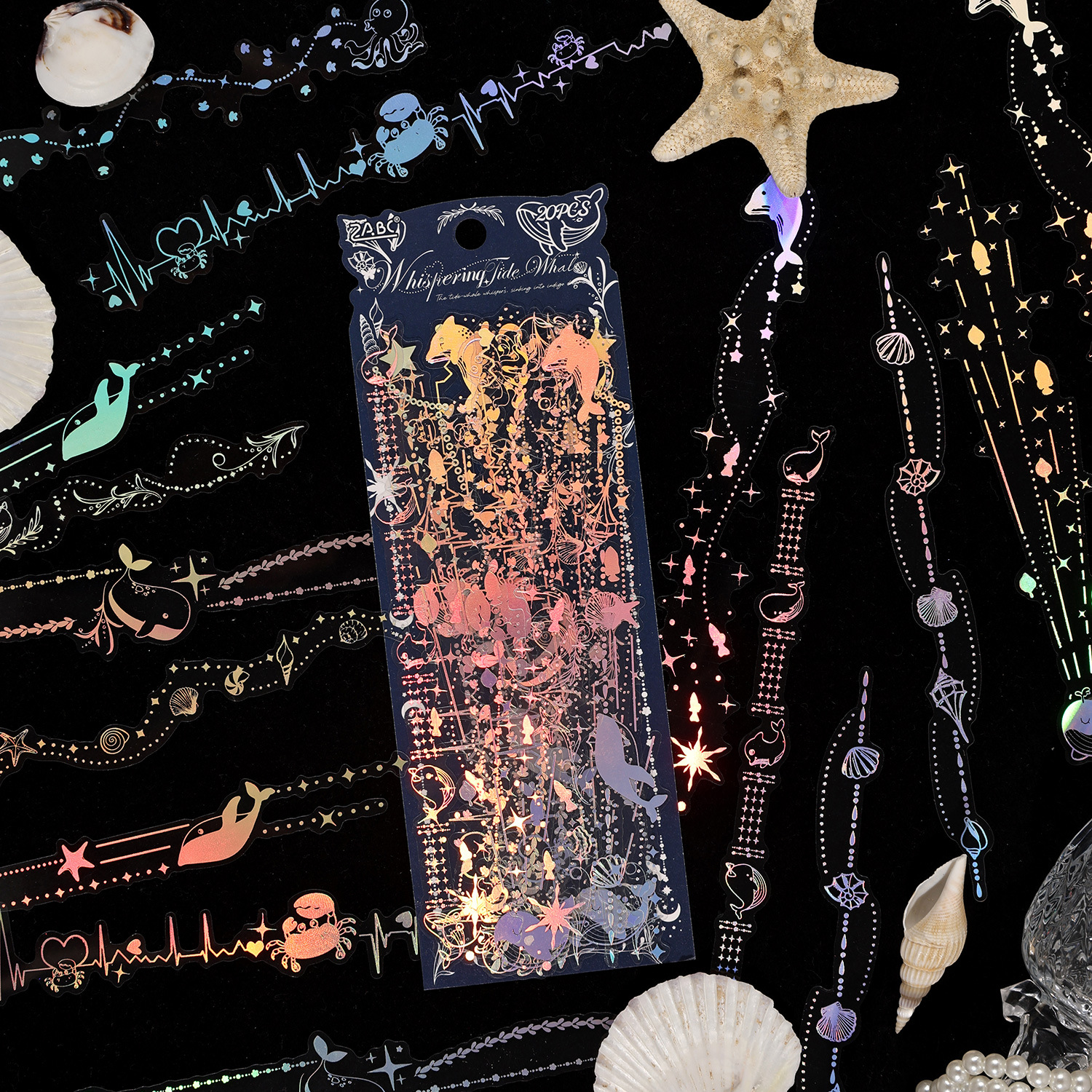 PET 스티커 - 달빛 타달 나이트 시리즈 빈티지 별꽃 체인