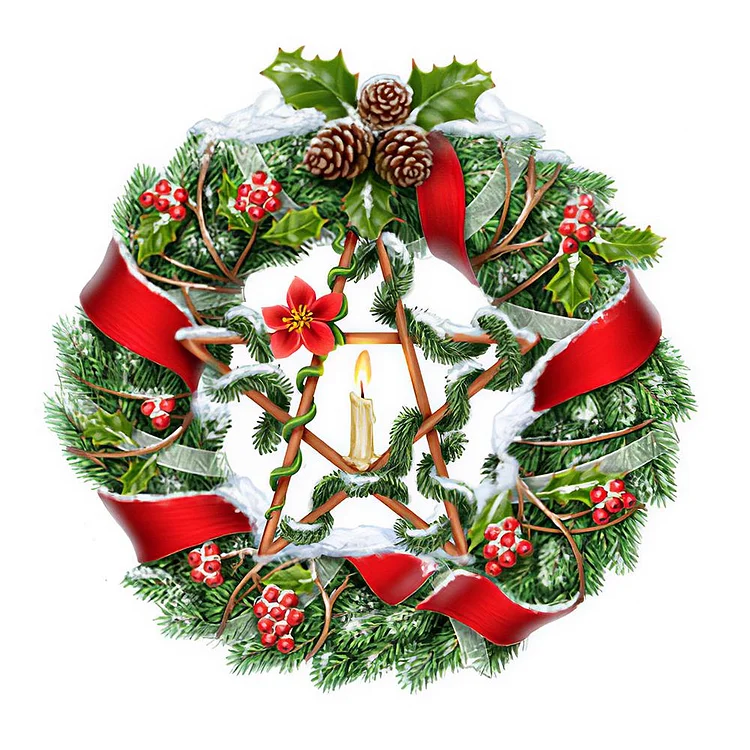 Christmas Wreath - Partial Special Shaped Drill Diamond Painting - 35x35cm(Canvas)