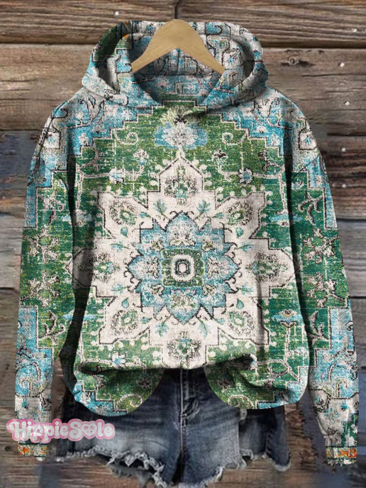 Vintage Art Print Casual Sweatshirt Multicolor / S
