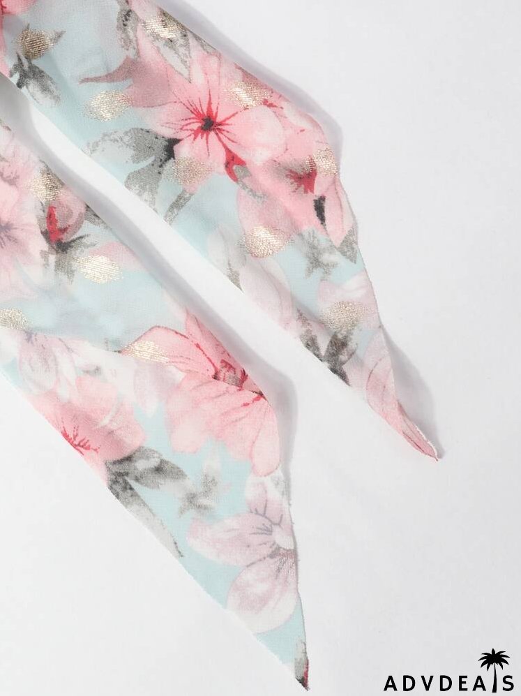 Flower Pattern Scrunchie Scarf