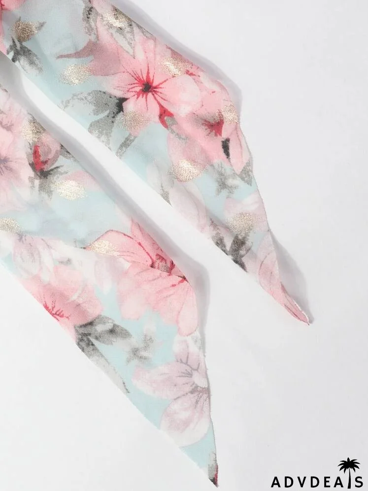 Flower Pattern Scrunchie Scarf