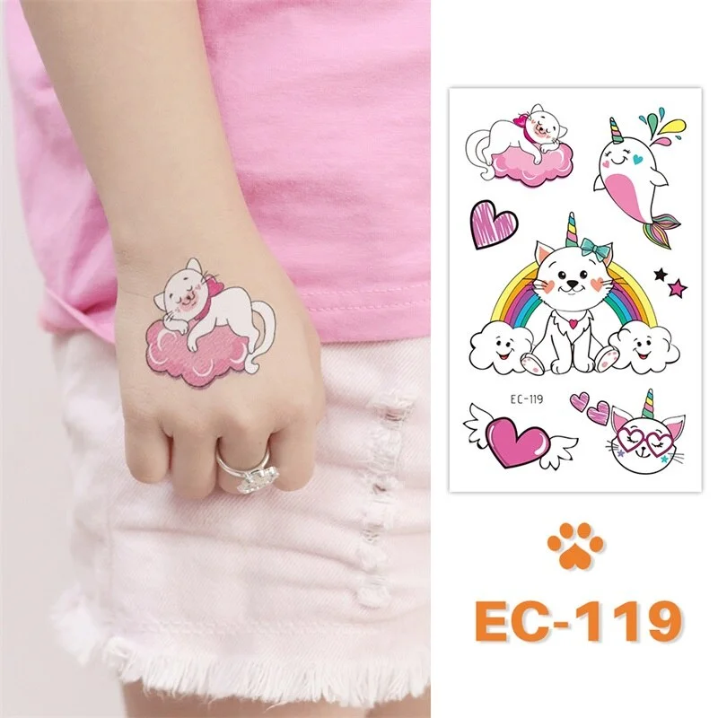 24 kinds Cute Cartoon Tattoo Stickers For Children faux tatouage temporaire Disposable Cat Dog Pets Temporary Waterproof