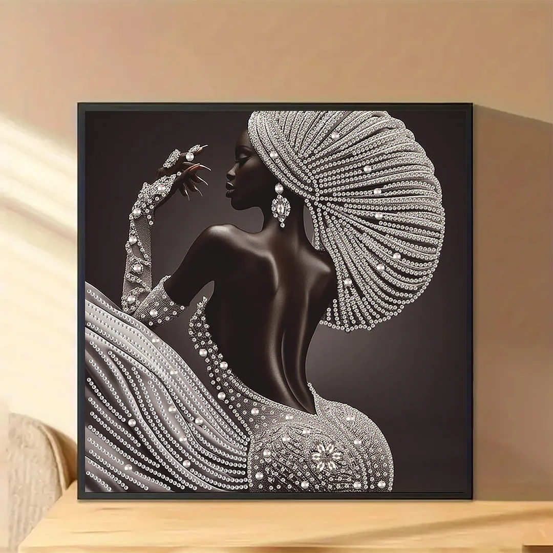 Diamond Painting - Partial Special Shaped Drill - Silver Crown Lady(Canvas|30x30cm)