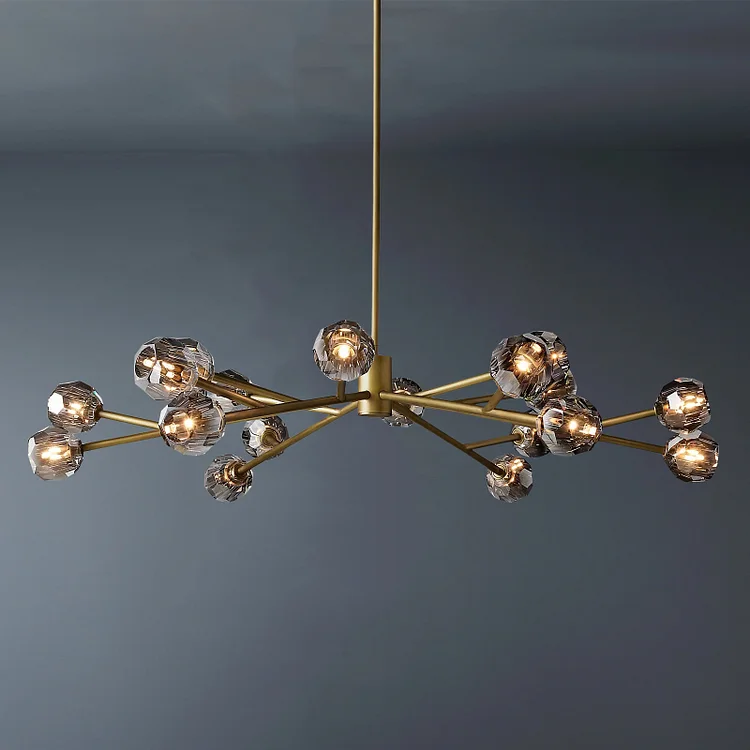 Boule De 18 Light Ball Round Modern Smoke Crystal Chandelier 60" Vjlight