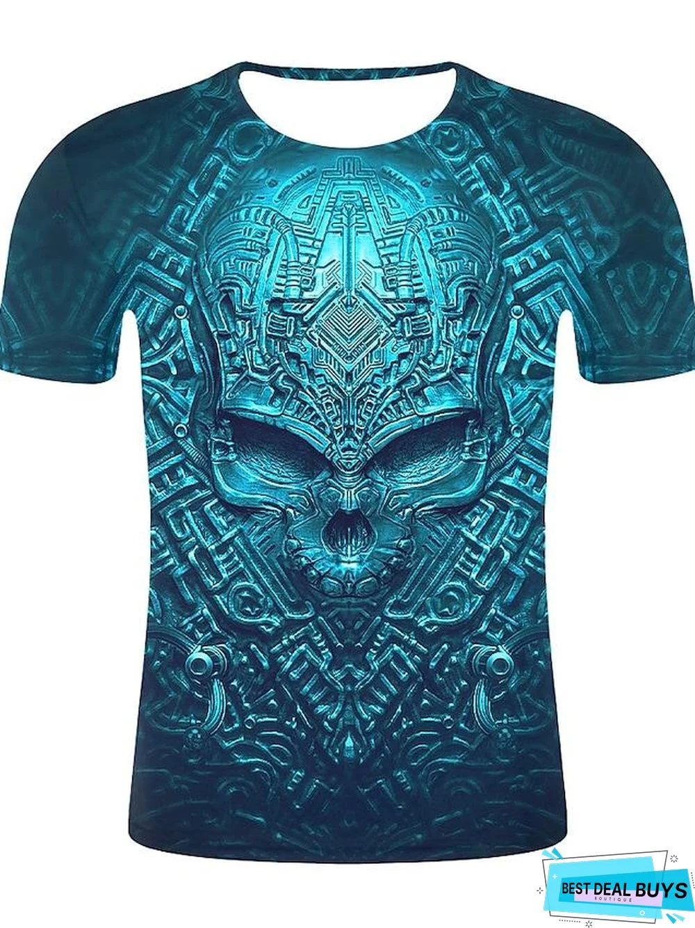 Men's T-Shirt Graphic 3D Skull Plus Size Print Short Sleeve Daily Tops Streetwear Exaggerated Round Neck