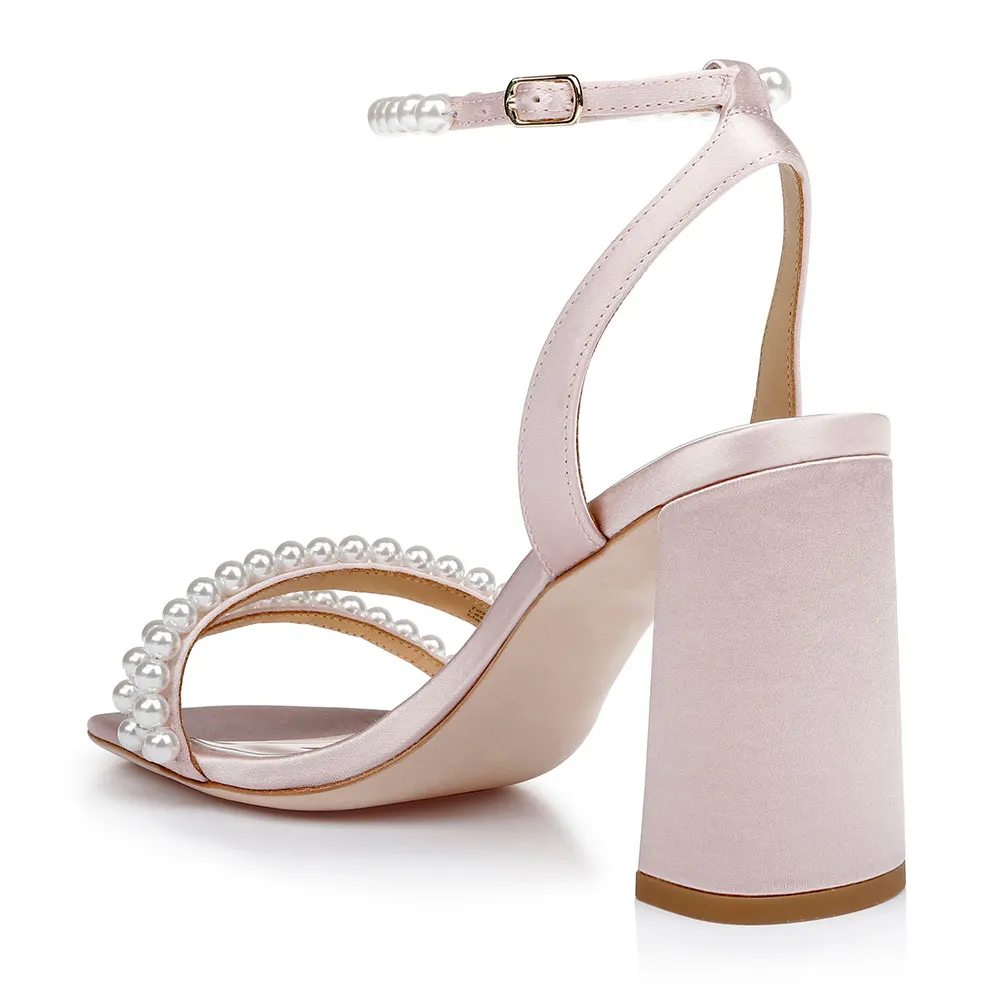 sandals light pink satin strass