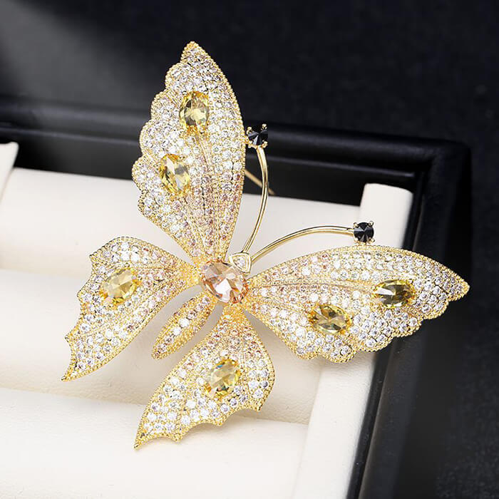 Butterfly Brooch Pin with Cubic Zirconia