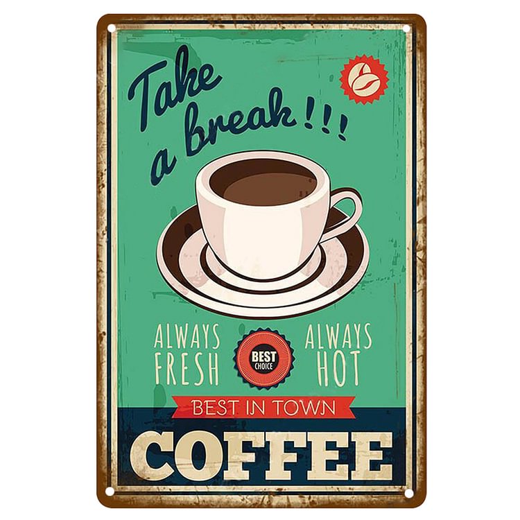 Coffee House - Vintage Tin Signs/Wooden Signs - 7.9x11.8in & 11.8x15.7in