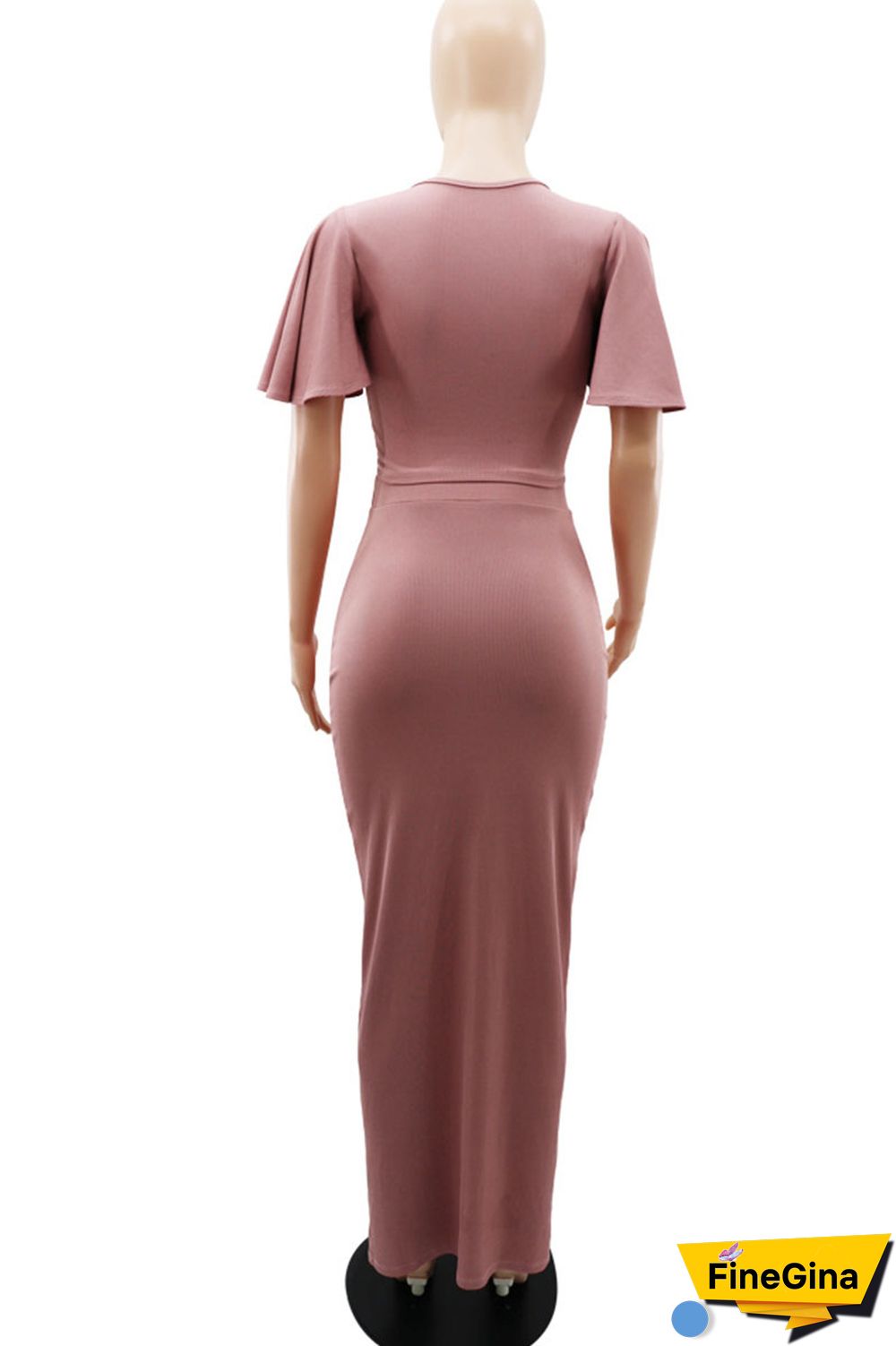 Blue Elegant Solid Patchwork Fold V Neck Short Sleeve Two Pieces